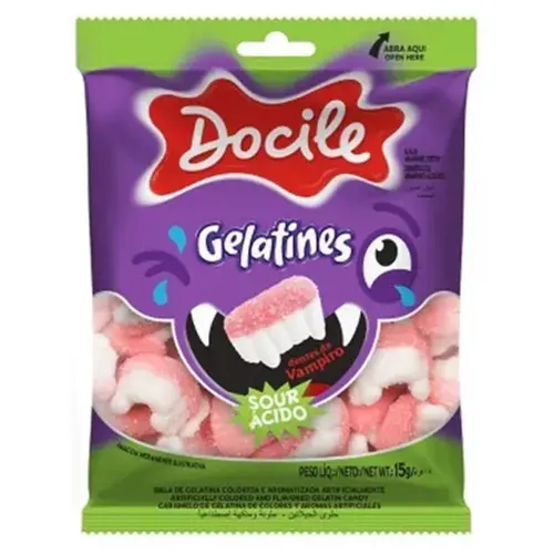 Bala de Gelatina Mini Dentes de Vampiro Docile15g