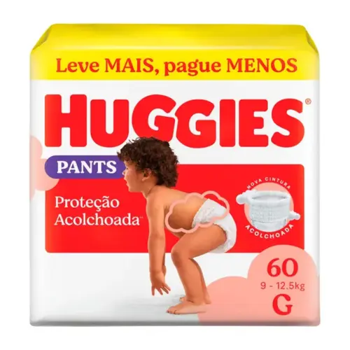 Fralda Huggies Pants Roupinha Proteção Acolchoada Tamanho G 60 Unidades