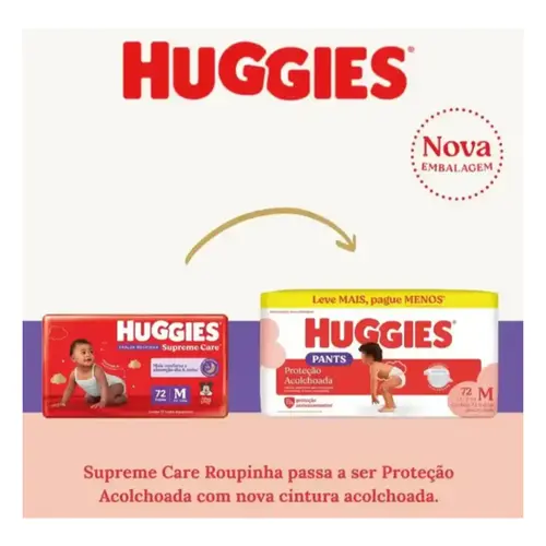 Fralda Huggies Supreme Care Roupinha M 72 Unidades