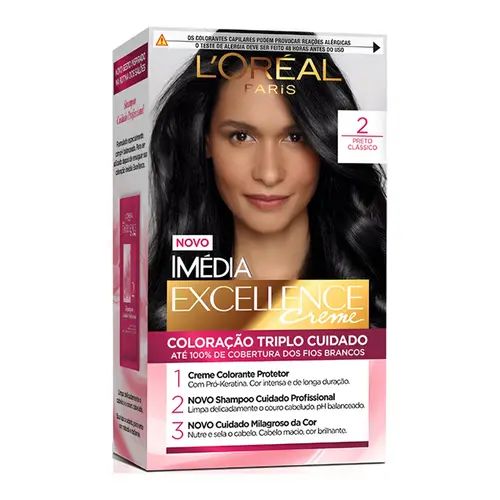 Tinta De Cabelo L oreal Imédia Excellence Creme Tom Preto Clássico 2.0