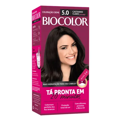Mini Kit Tintura Biocolor Coloração Creme Castanho Claro Luxuoso 5.0
