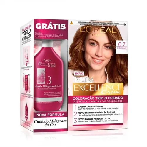 Kit Imédia Excellence 6.7 Chocolate Puro + Condic. 50ml