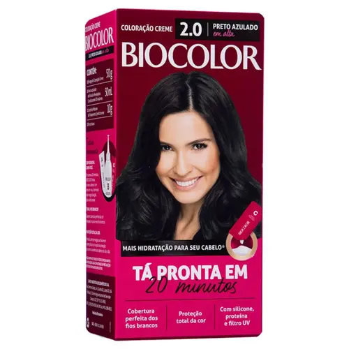 Tintura Biocolor Coloração Creme Preto Azulado Incrível 2.0 Mini Kit