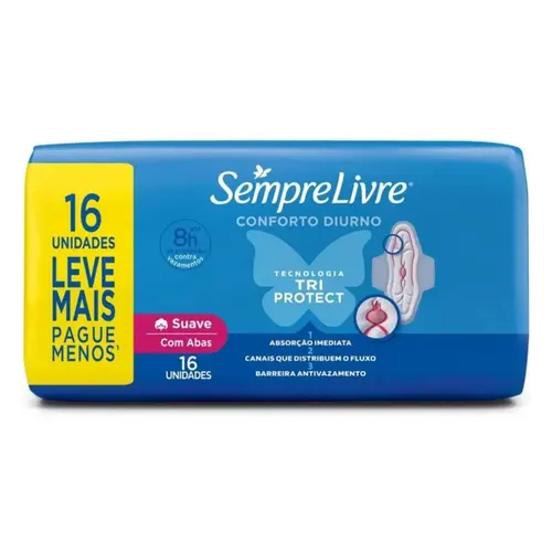 Absorvente Sempre Livre Fit com Abas 16 Unidades