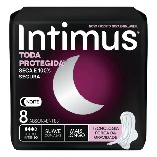 Absorvente Intimus Noturno Suave C/Abas Longo 8 Unidades