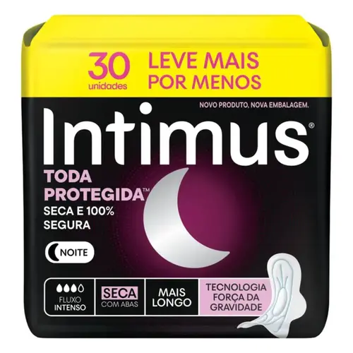 Absorvente Intimus Noturno Cobertura Seca C/Abas 30unidades