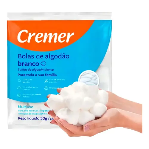 Pacote Algodão Bola Branco 50g Cremer