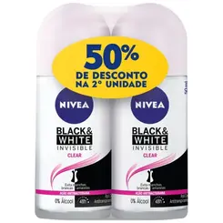 Desodorante Roll On Nívea Black & White 50ml Com 2 Unidades