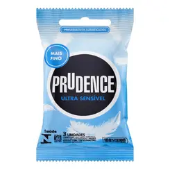 Preservativo Lubrificado Ultra Sensível Prudence Pacote 3 Unidades
