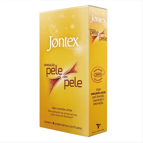 Preservativo Masculino Lubrificado Jontex Sensação Pele com Pele Caixa 4 Unidades