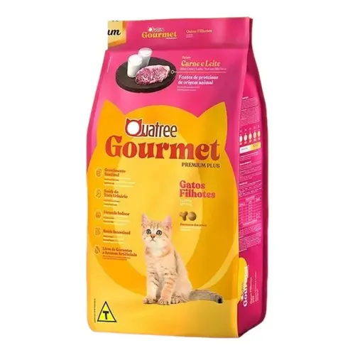 Ração para Gatos Gourmet Filhote Sabor Carne e Leite Quatree 1kg