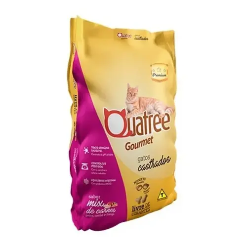 Ração Quatree Gourmet Gatos Castrados Mix De Carnes 1kg