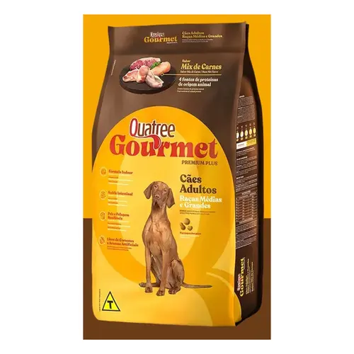 Ração para Cães Quatree Gourmet Sem Corantes Raças Médias e Grandes 3kg