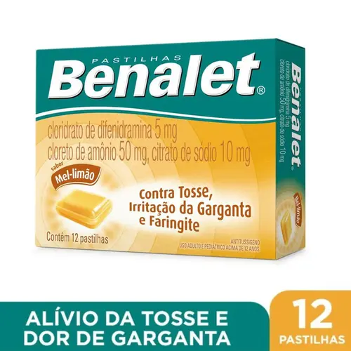 Benalet Pastilhas Sabor Mel e Limão com 12 Unidades