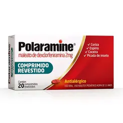 Polaramine 2mg Antialérgico 20 Comprimidos Revestidos