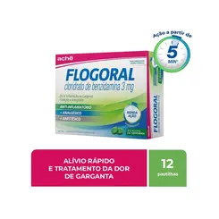 Flogoral Pastilha para Garganta Sabor Menta com 12 Pastilhas