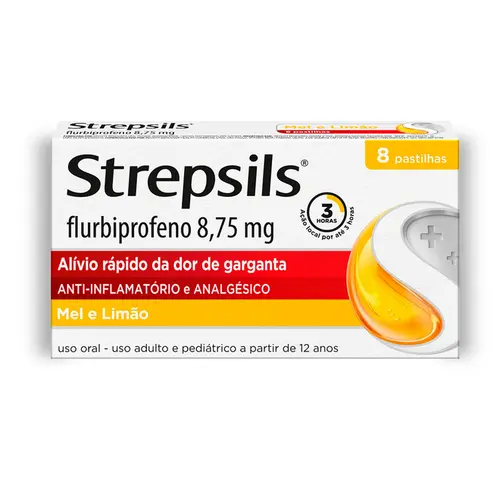 Strepsils Pastilha Para Garganta Sabor Mel e Limão c/8 Pastilhas