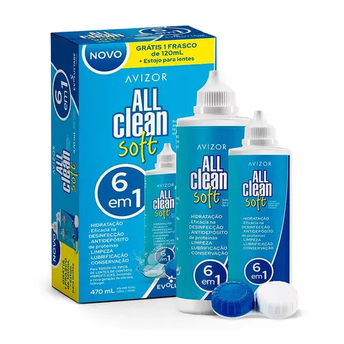 All Clean Soft 6 em 1 kit Solução para Lentes 350ml + 120ml