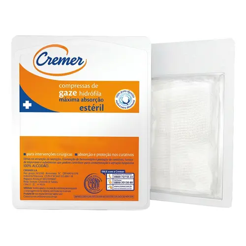 Compressa Gaze Cremer Estéril 7,5 x 7,5 13 Fios 10 Unidades