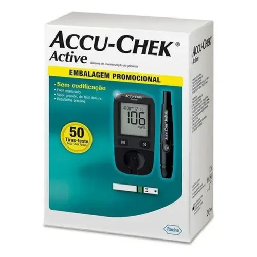 Kit Medidor de Glicose Accu-Chek Active Roche com 50 Tiras