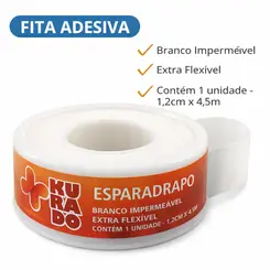 Esparadrapo Impermeável Branco Kurado 1,2cm x 4,5m Unidade