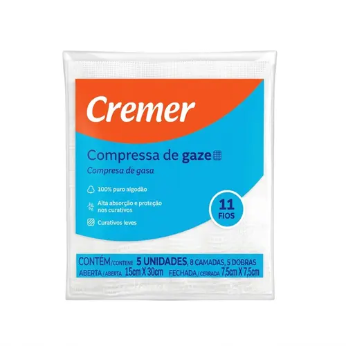 Compressa De Gaze Cremer 11 Fios 05 Unidades