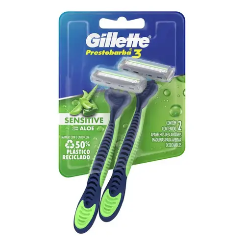 Aparelho De Barbear Gillette Prestobarba 3 Sensecare 2 Unidades