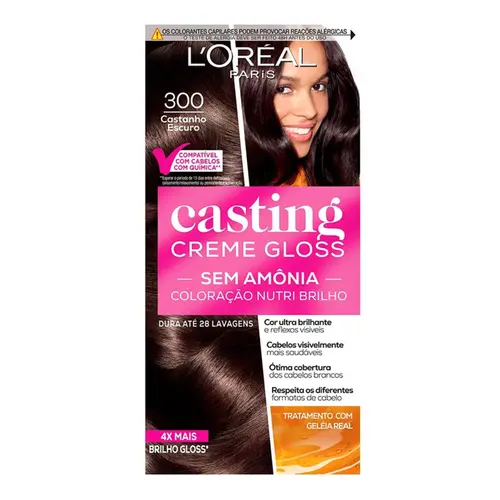 Tintura Casting Creme Gloss Nº 300 Castanho Escuro  - 150g