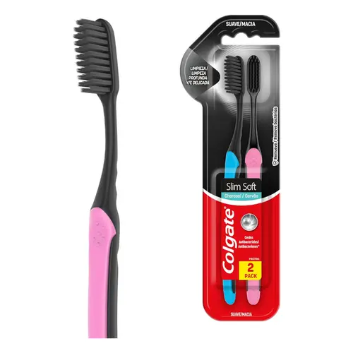 Escova de Dente Colgate Slim Soft Black 2 unid