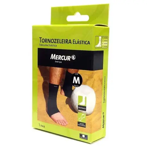 Tornozeleira Mercur Elástica Preta Tamanho M 2 Unidades