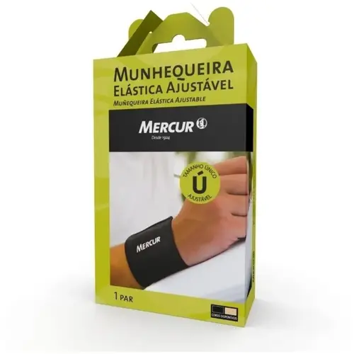 Munhequeira Elástica Ajustável Mercur Preta Tamanho Único