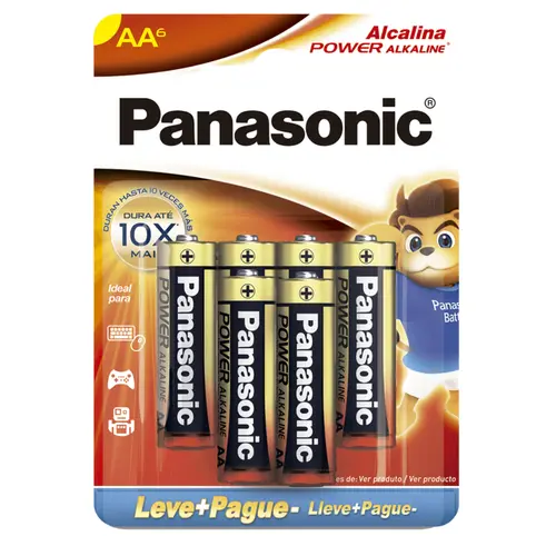 Pilha Panasonic Alcalina AA Leve 6 Pague 5 Unidades
