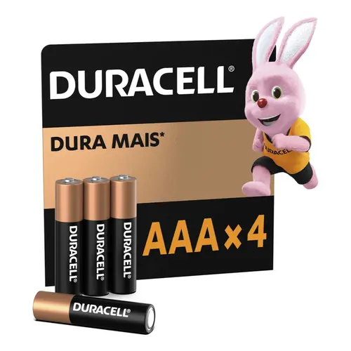 Pilha Duracell Alcalina Palito AAA 4 Unidades
