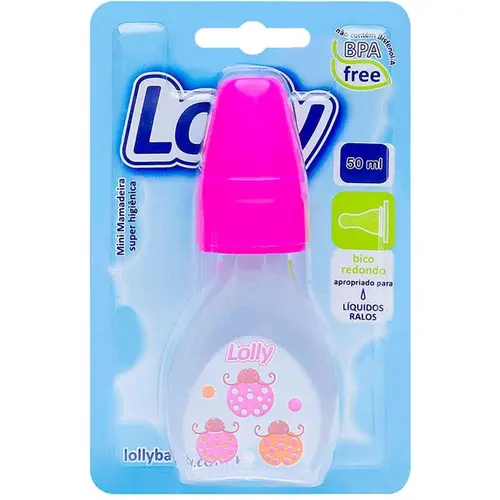 Mamadeira Lolly Rosa Mini Zoo Bico Redondo Para Líquidos Ralos 50ml