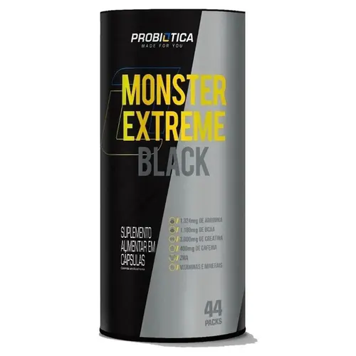 Monster Extreme Black New Power Fórmula Probiótica 44 Packs