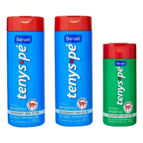 Kit Tenys Pé Baruel Pó Original 100g 2 Unidades + 1 Canforado 60g