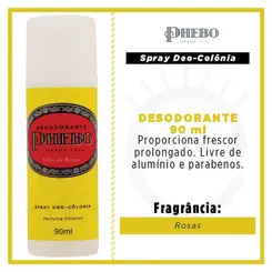 Desodorante Spray Phebo Unisex Odor De Rosas 90ml