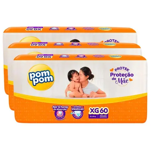 Fralda Infantil Pom Pom Protek Xg 24 Unidades