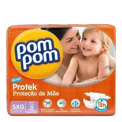 Fralda Infantil Pom Pom Protek Sxg 16 Unidades