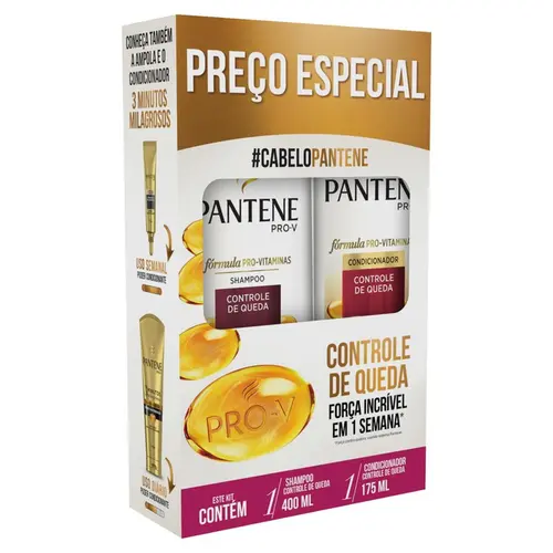 Kit Pantene Controle de Queda Shampoo 400ml + Condicionador 175ml