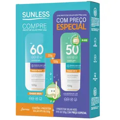 Kit Protetor Solar Sunless Fps50 120g + Protetor Solar  Kids Fps60 120g