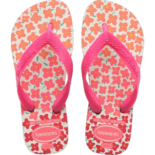 Sandália Havaianas Kids Flores Branco Rosa 29/30
