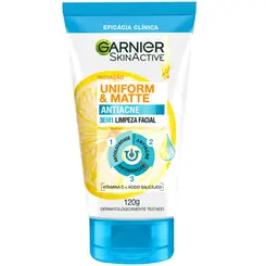 Sabonete de Limpeza Facial 3 em 1 Antiacne Garnier SkinActive Uniform & Matte 120g