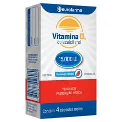 Vitamina D 15000 UI c/ 4 Capsulas