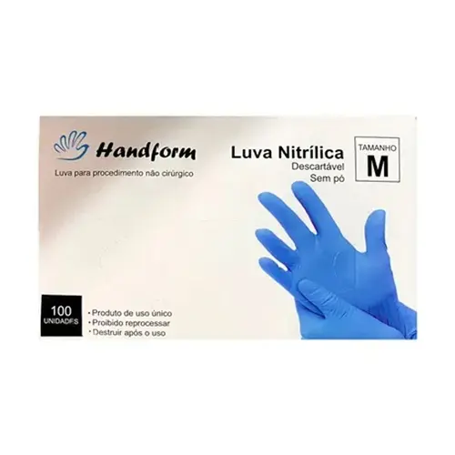 Luva Procedimento Nitrylex Nitrilo Azul Tamanho M 100 Unidades