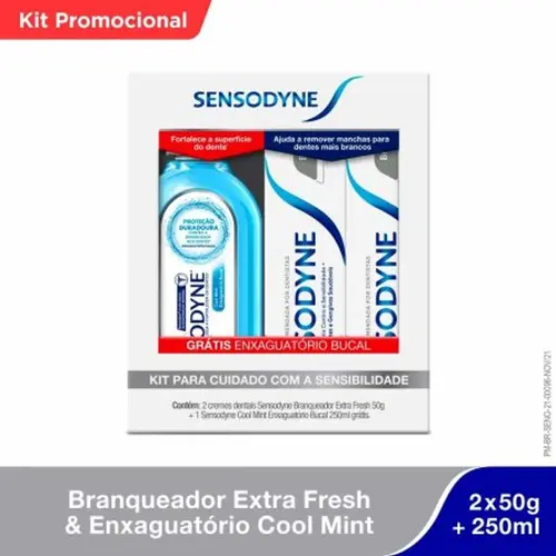 Kit Com 2 Creme Dental Sensodyne 50G + 1 Enxaguantório Bucal