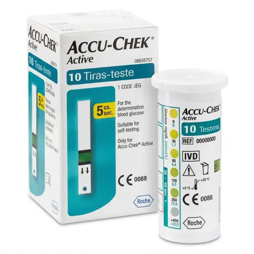 Tiras Medidor de Glicose Accu-Chek Active com 10 Tiras