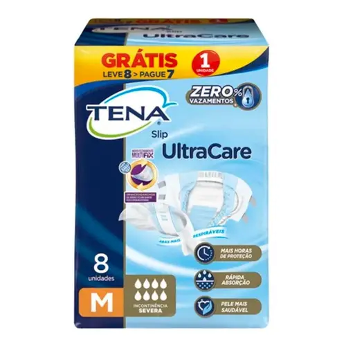 Fralda Geriátrica Tena Slip Ultracare Tamanho M Leve 8 Pague 7