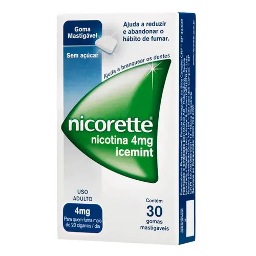 Goma Mastigável Nicorette Icemint 4mg 30 unidades