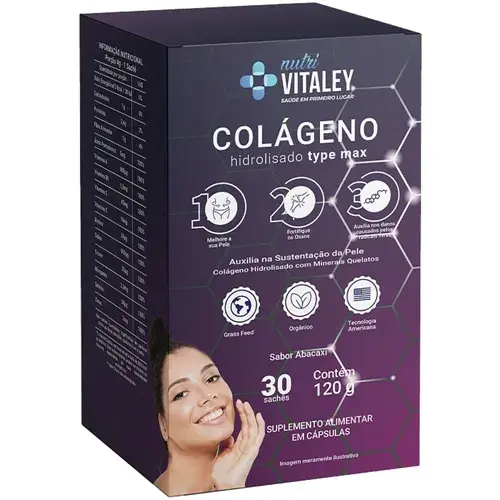 Colágeno Hidrolisado Type Max da Nutri Vitaley 30 saches 4g